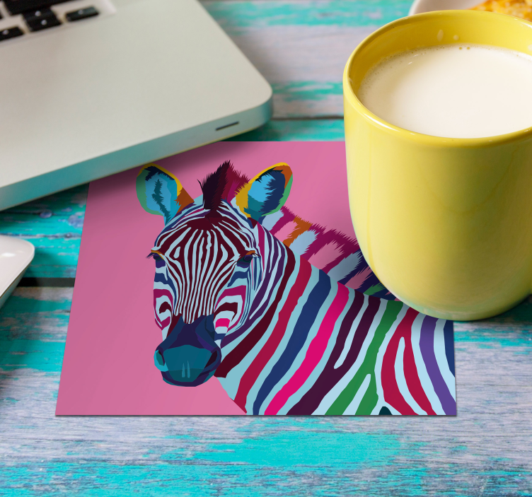 Sottobicchiere  personalizzato moderno Zebra art - TenStickers