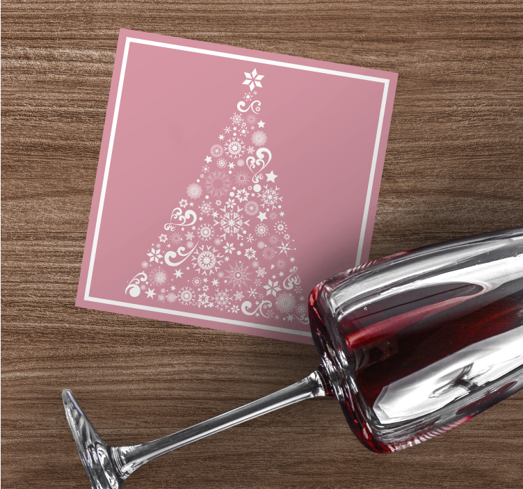 Sottobicchiere  tema Natale Albero festivo in rosa - TenStickers