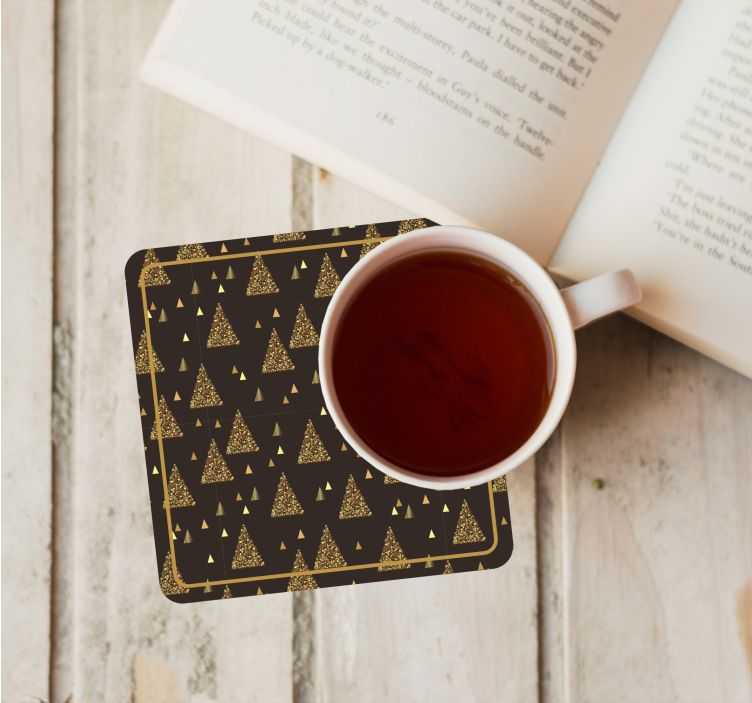 Sottobicchiere  tema Natale Eleganti alberi di natale dorati - TenStickers