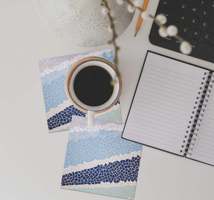 Sottobicchiere  tema piastrelle Tessere di mosaico blu - TenStickers