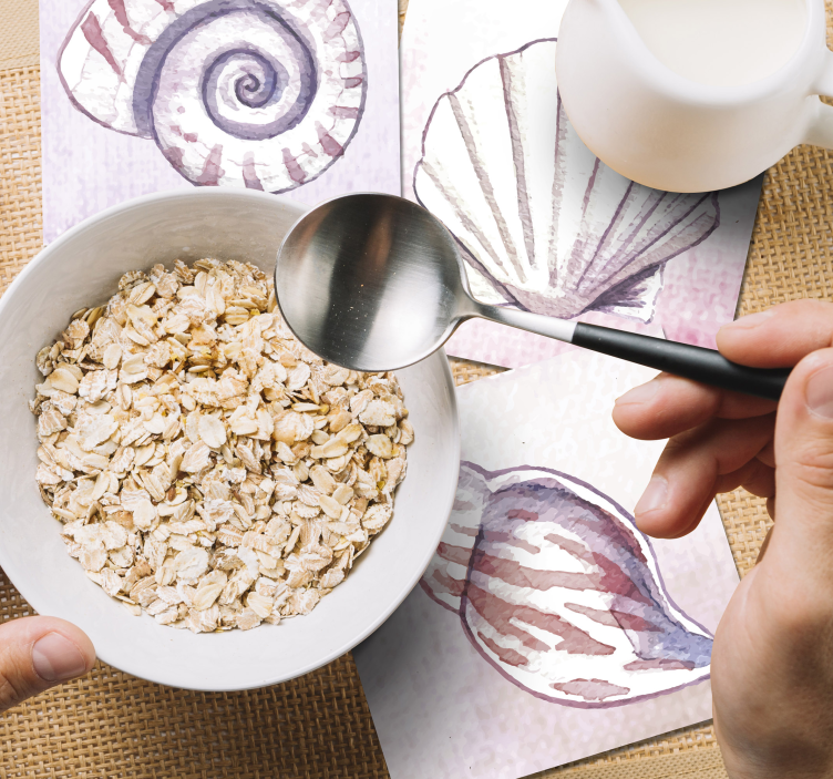 Sottobicchieri acquerelli naturali con conchiglie - TenStickers