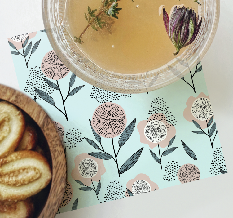 Sottobicchieri arte del motivo floreale - TenStickers