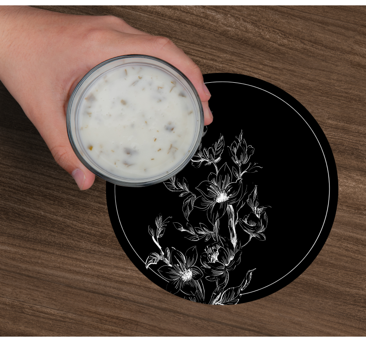 Sottobicchieri arte lineare floreale - TenStickers