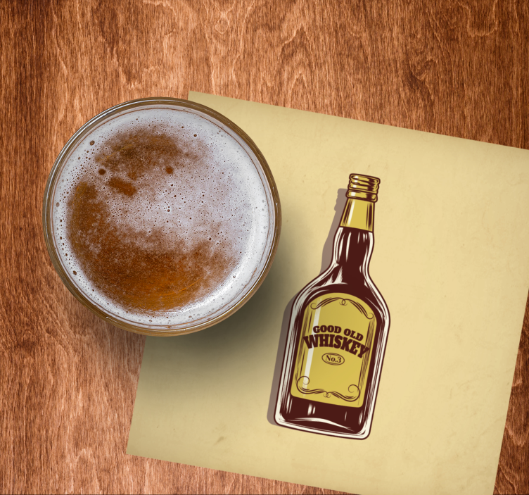 Sottobicchieri birra buona vecchia bottiglia di whiskey - TenStickers