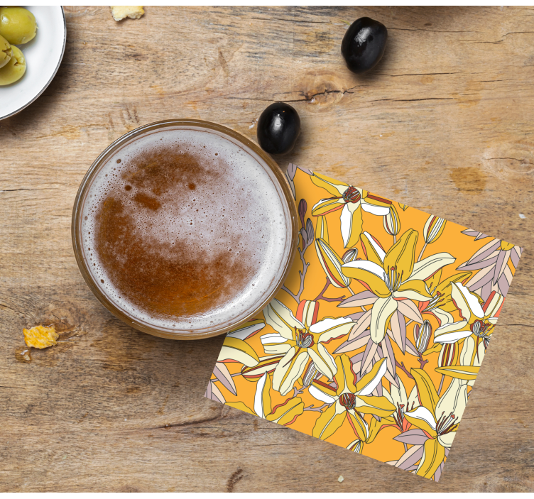 Sottobicchieri birra con motivo floreale vivace - TenStickers