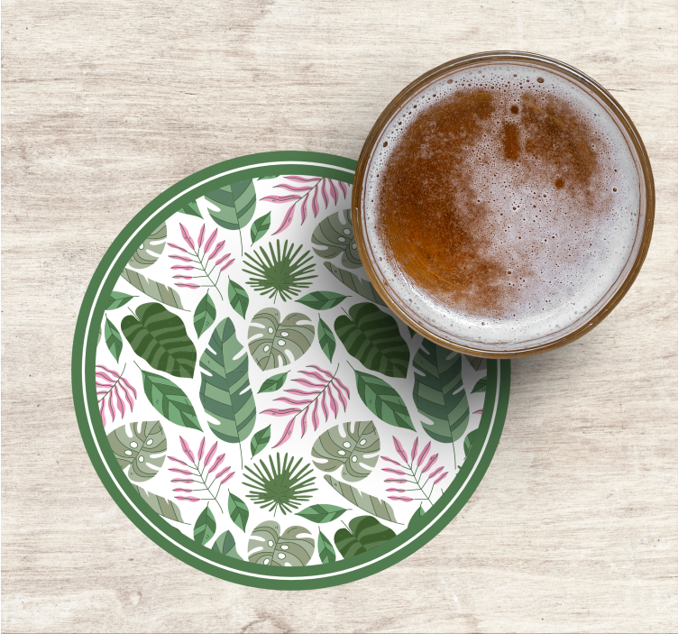 Sottobicchieri birra concetto foglia tropicale - TenStickers