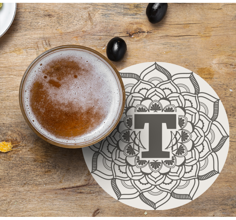 Sottobicchieri birra decorazione monogramma floreale - TenStickers