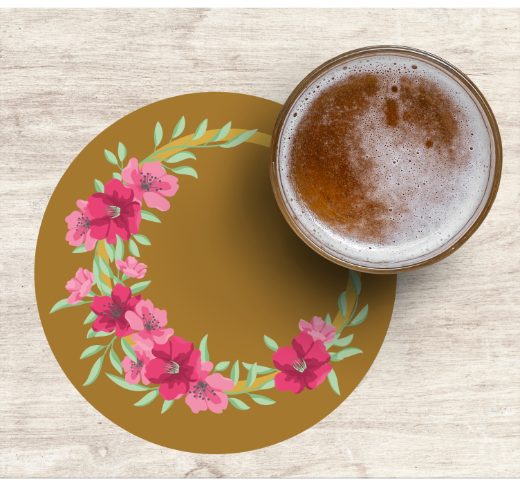 Sottobicchieri birra design circolare floreale - TenStickers