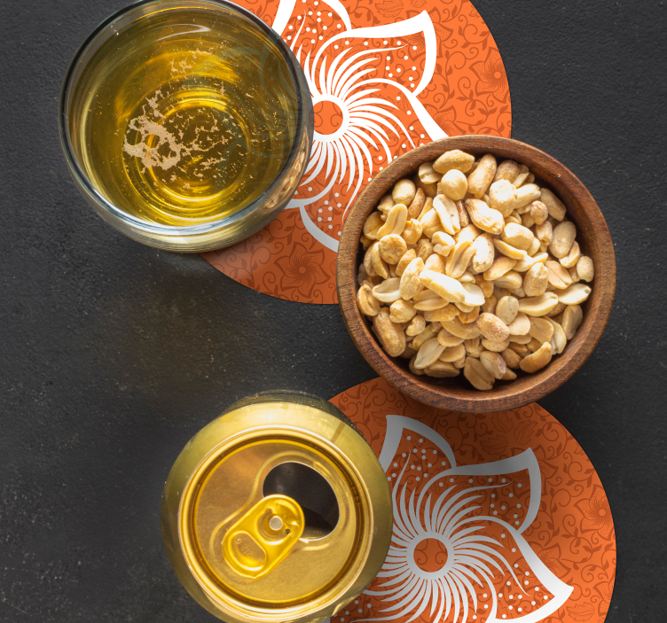 Sottobicchieri birra flora arancione elegante - TenStickers