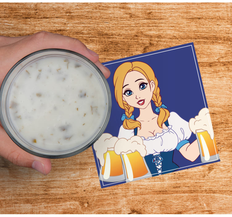 Sottobicchieri birra illustrazione barista allegra - TenStickers