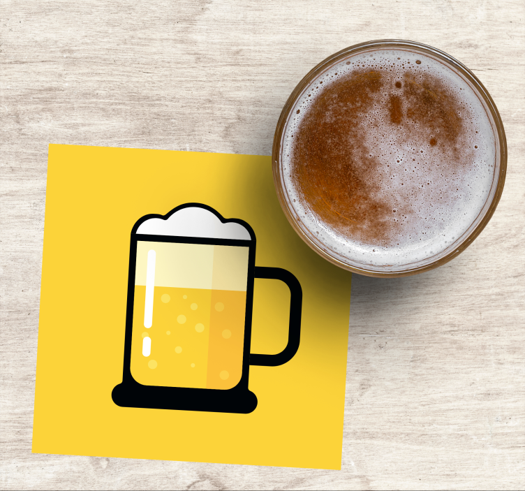 Sottobicchieri birra illustrazione tazza gialla - TenStickers