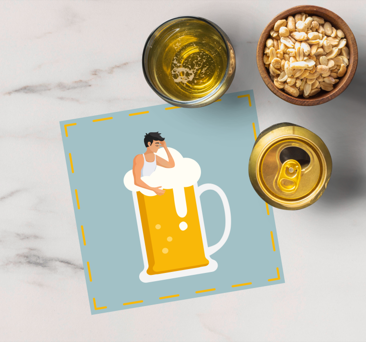Sottobicchieri birra illustrazione tazza relax - TenStickers