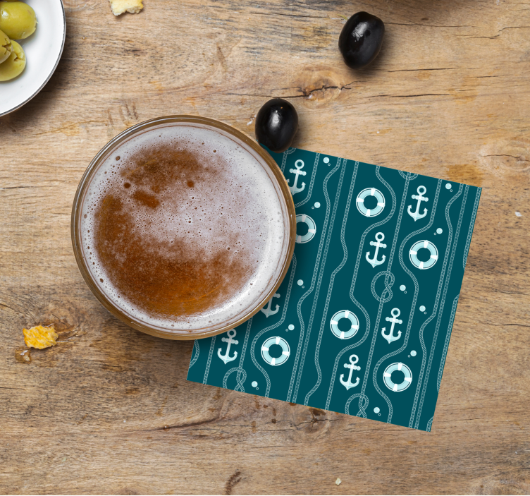 Sottobicchieri birra motivo ancore e salvagenti - TenStickers