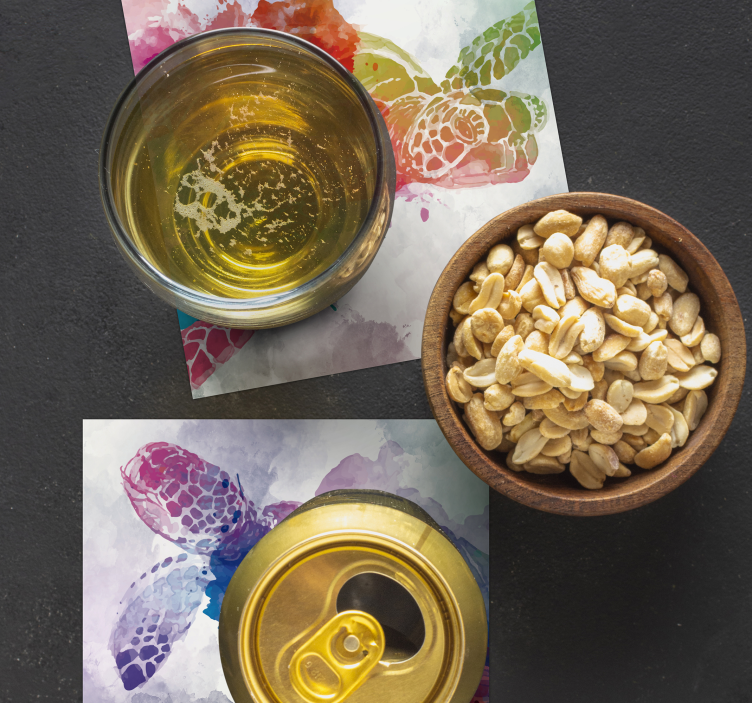 Sottobicchieri birra schizzo di tartaruga colorata - TenStickers