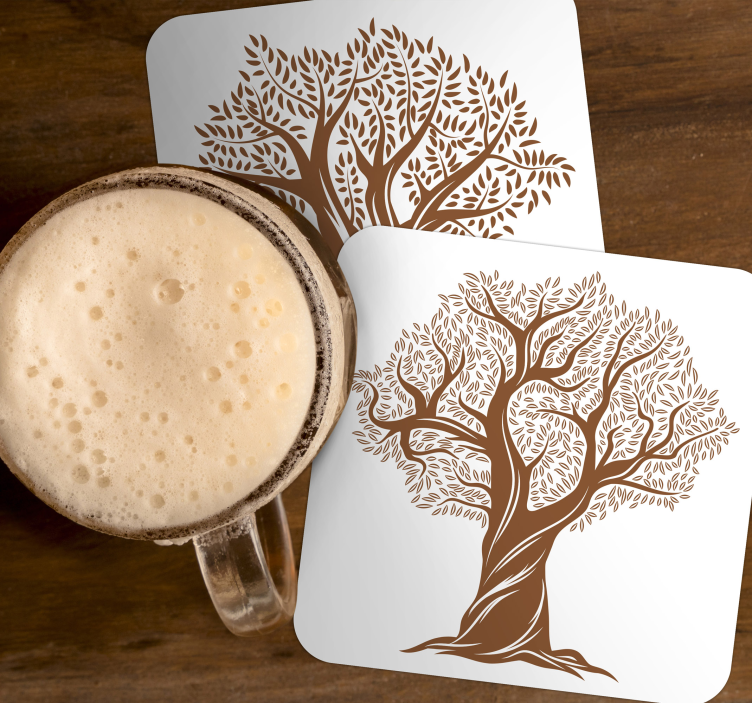 Sottobicchieri birra silhouette di alberi intrecciati - TenStickers