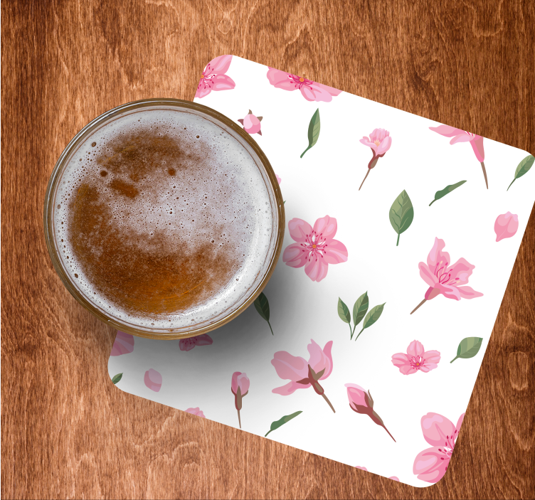 Sottobicchieri birra superficie floreale - TenStickers
