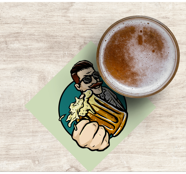 Sottobicchieri birra uomo con baffi e boccale - TenStickers