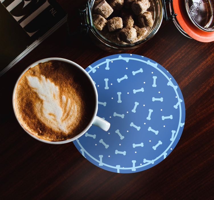 Sottobicchieri cerchio con motivo osso - TenStickers