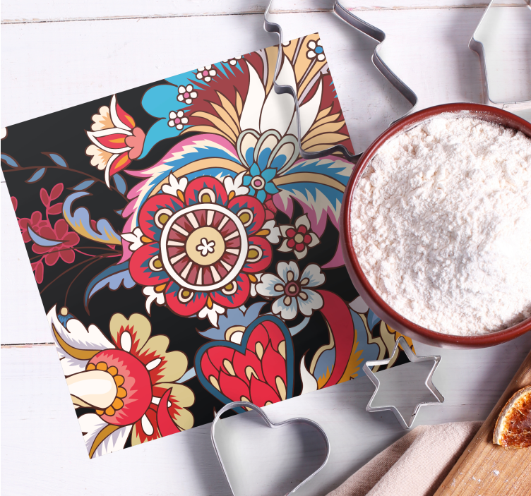 Sottobicchieri composizione floreale vivace - TenStickers