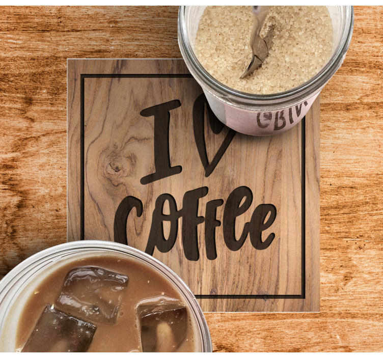 Sottobicchieri con frase amore per il caffè in legno - TenStickers