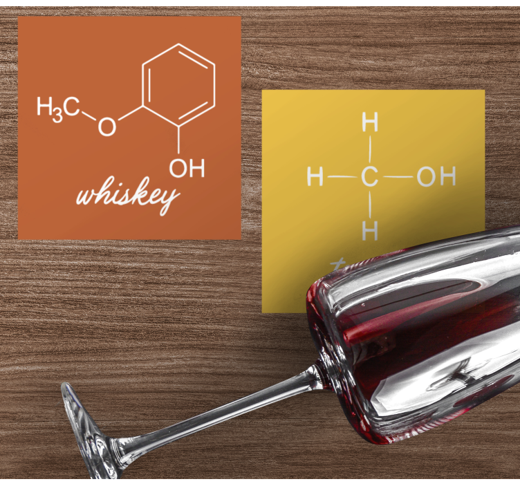 Sottobicchieri con frase strutture chimiche dei distillati - TenStickers