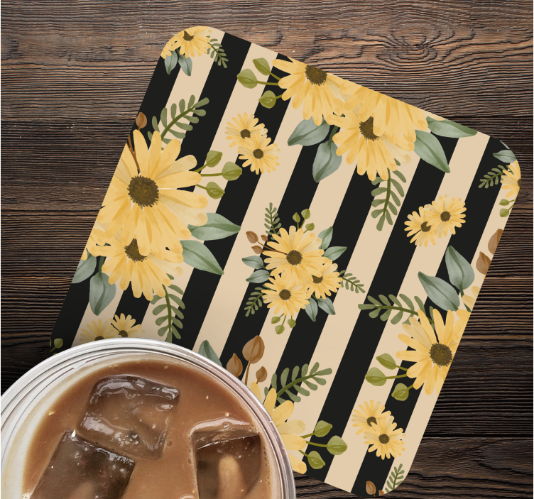 Sottobicchieri con motivo a strisce floreali - TenStickers