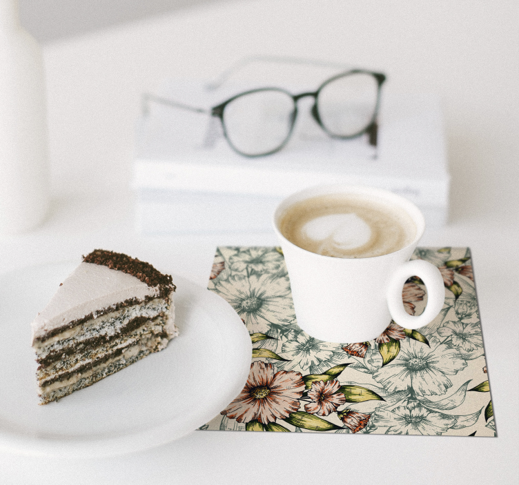 Sottobicchieri con motivo floreale - TenStickers