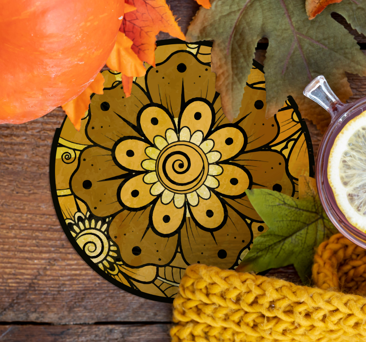 Sottobicchieri con motivo floreale intricato - TenStickers