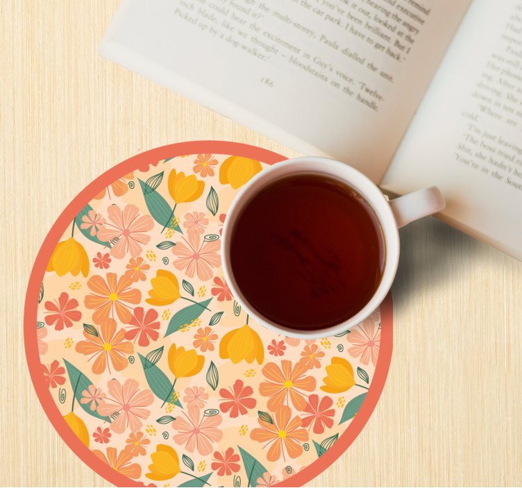 Sottobicchieri con superficie rotonda a fiori - TenStickers