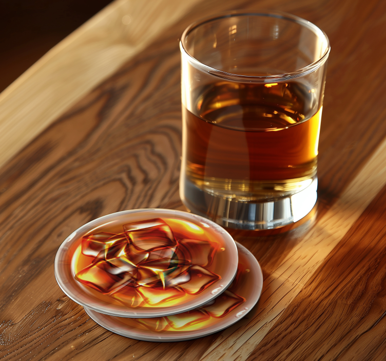 Sottobicchieri Decorativi in Vinile bicchiere di whisky - TenStickers