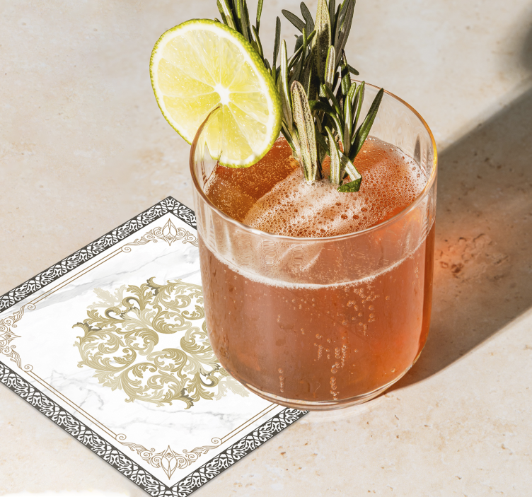 Sottobicchieri elegante barocco dorato - TenStickers