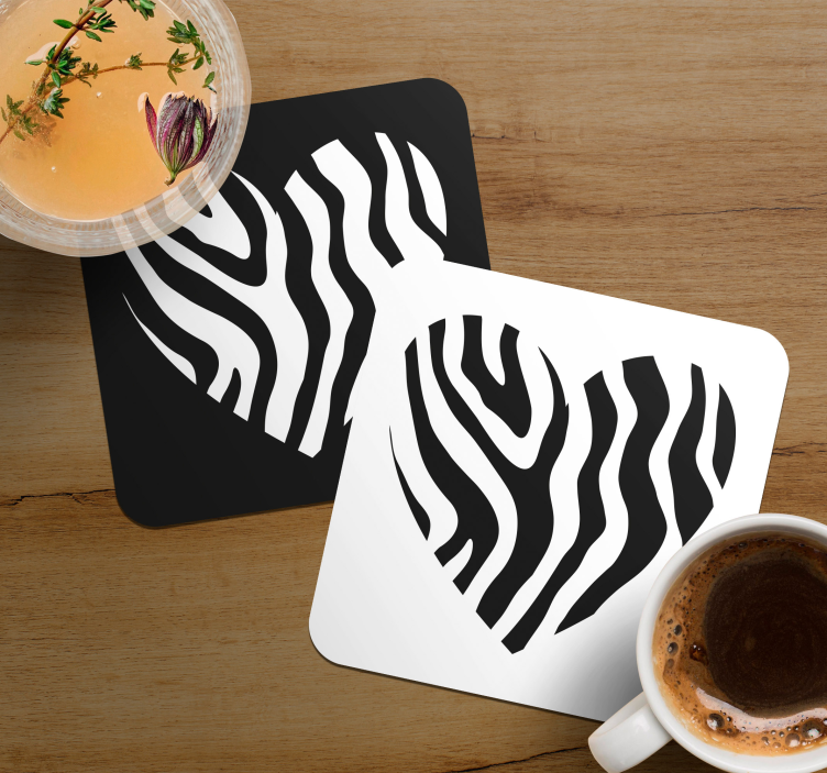 Sottobicchieri frikis a forma di cuore zebra - TenStickers