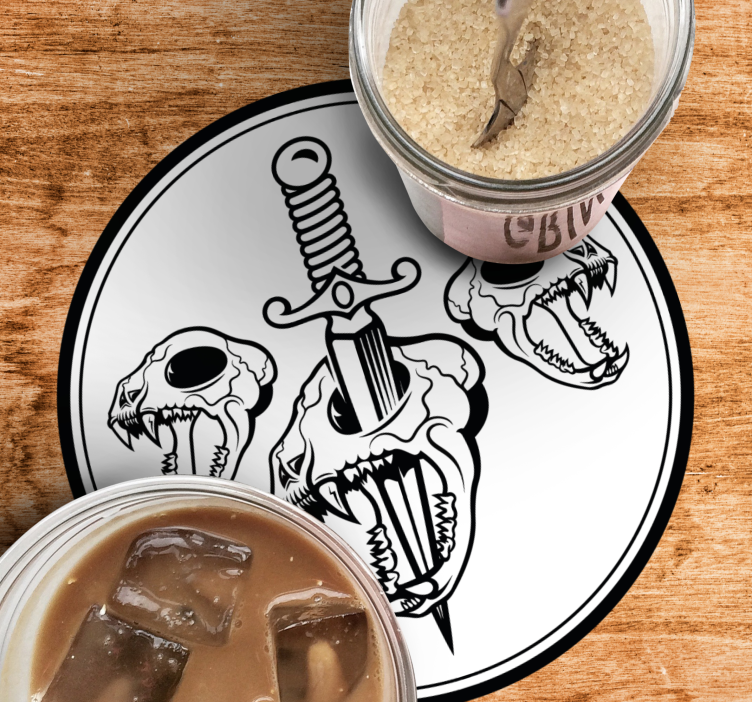 Sottobicchieri frikis arte di teschio e spada - TenStickers