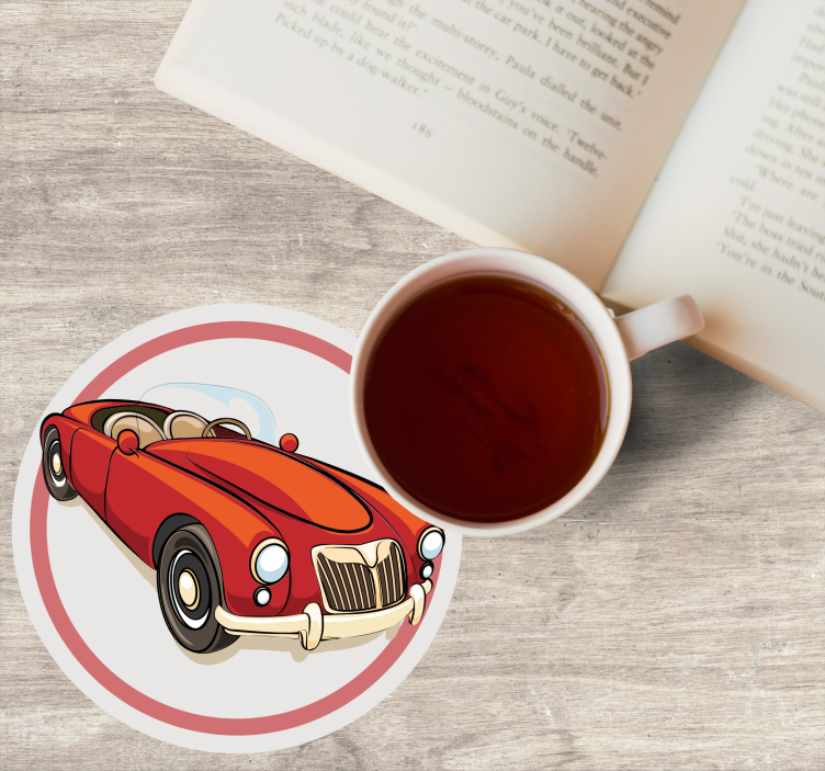 Sottobicchieri frikis auto sportiva rossa vintage - TenStickers