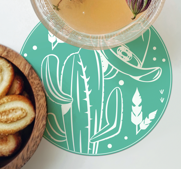 Sottobicchieri frikis cactus con cappello - TenStickers