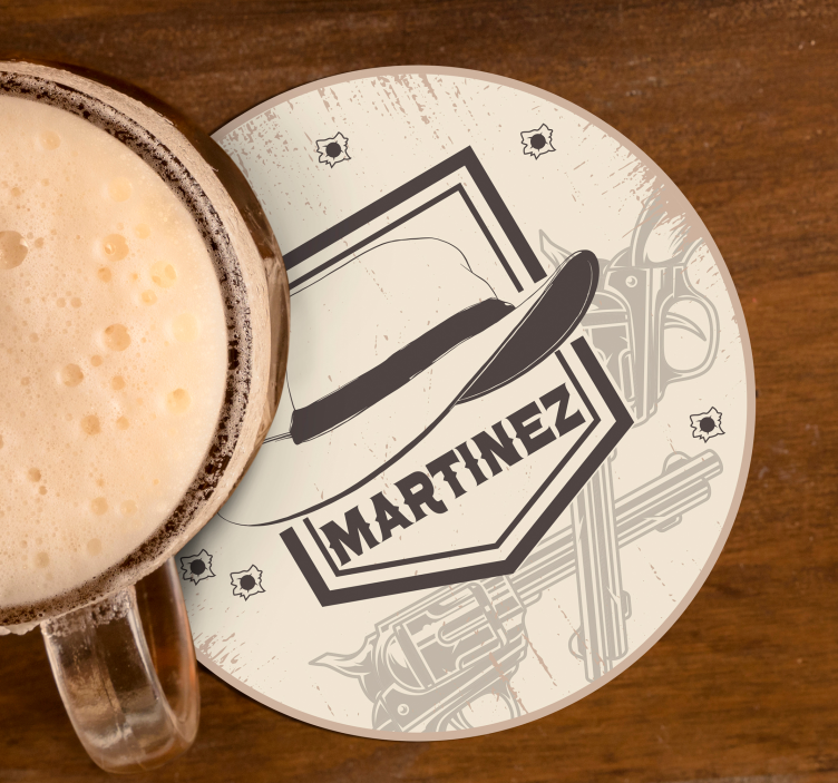 Sottobicchieri frikis cappello e pistole western - TenStickers