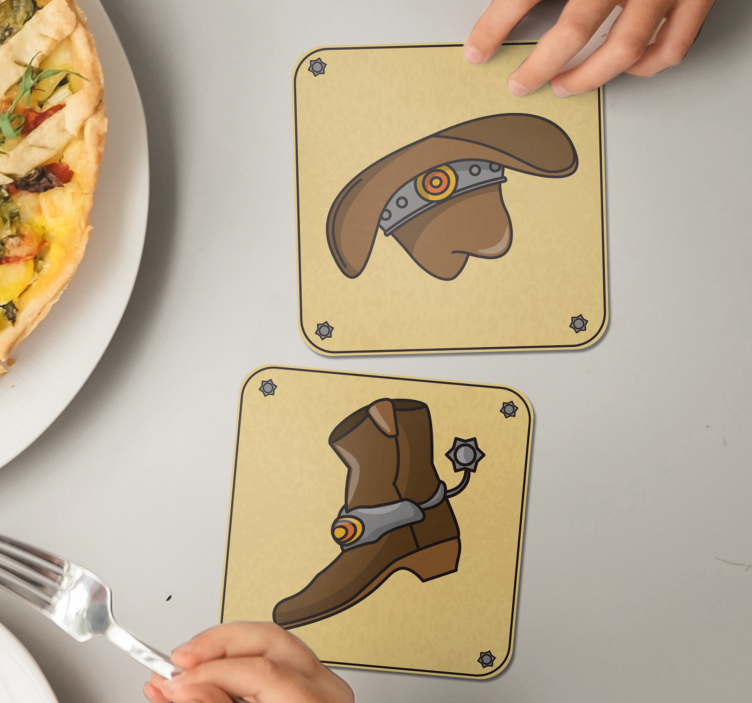 Sottobicchieri frikis cappello e stivali da cowboy - TenStickers