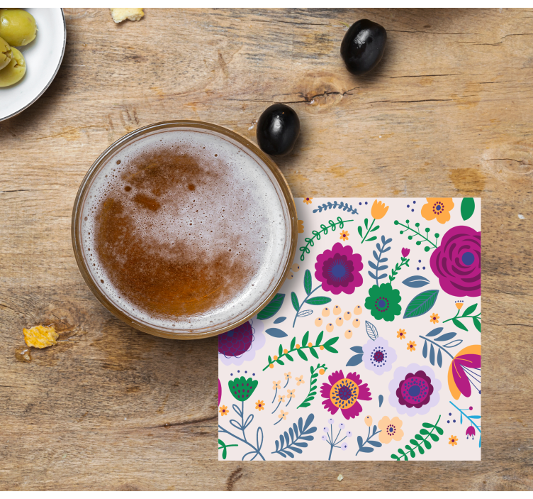 Sottobicchieri frikis composizione floreale colorata - TenStickers