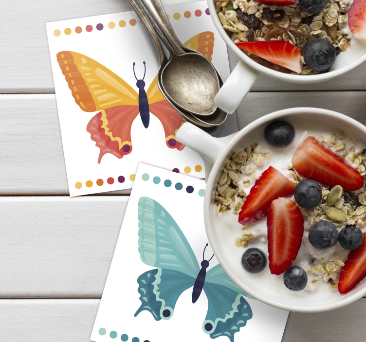 Sottobicchieri frikis con motivi di farfalle colorate - TenStickers