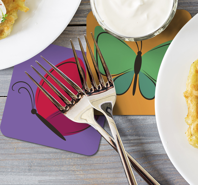 Sottobicchieri frikis con motivi di farfalle colorate - TenStickers