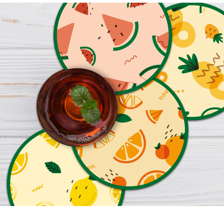 Sottobicchieri frikis con motivi di frutta tropicale - TenStickers