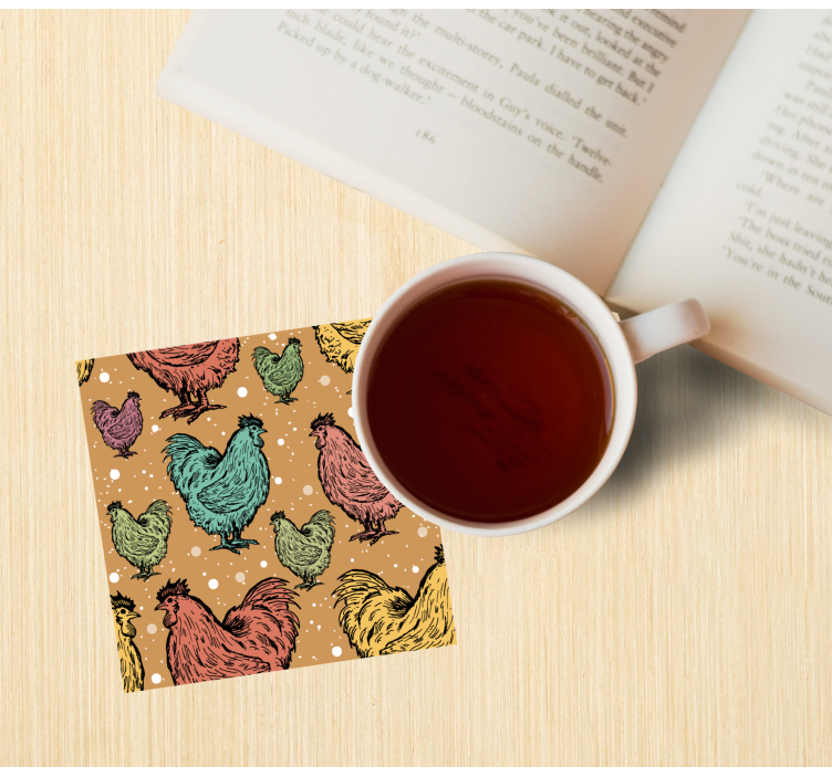 Sottobicchieri frikis con motivi di pollo colorati - TenStickers