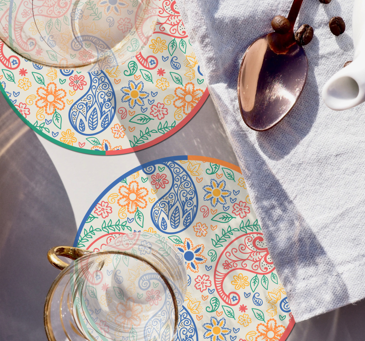 Sottobicchieri frikis con motivi floreali colorati - TenStickers