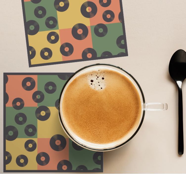 Sottobicchieri frikis con motivo dischi in vinile - TenStickers