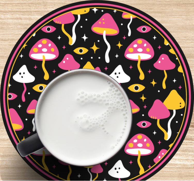 Sottobicchieri frikis con motivo fungo colorato - TenStickers