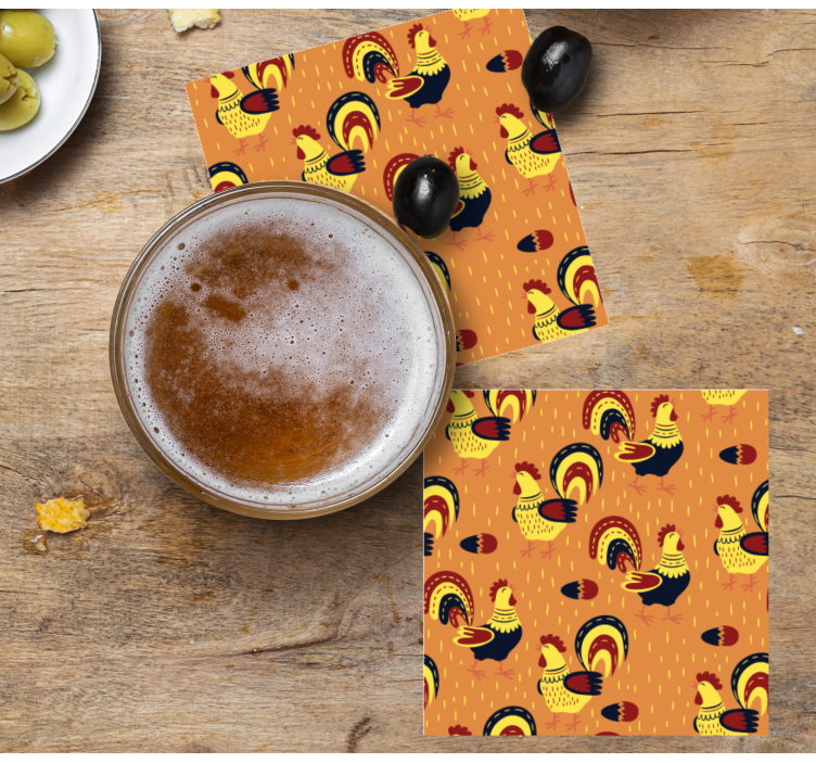 Sottobicchieri frikis con motivo gallo colorato - TenStickers
