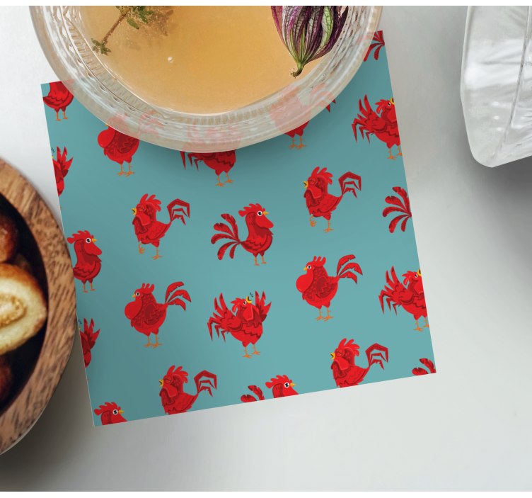 Sottobicchieri frikis con motivo gallo vivace - TenStickers