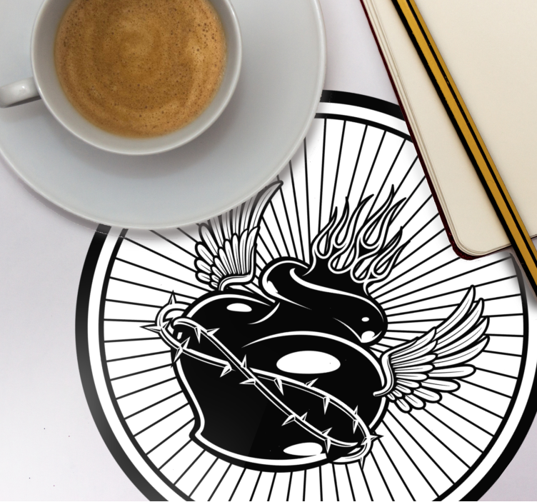 Sottobicchieri frikis cuore alato con spine - TenStickers