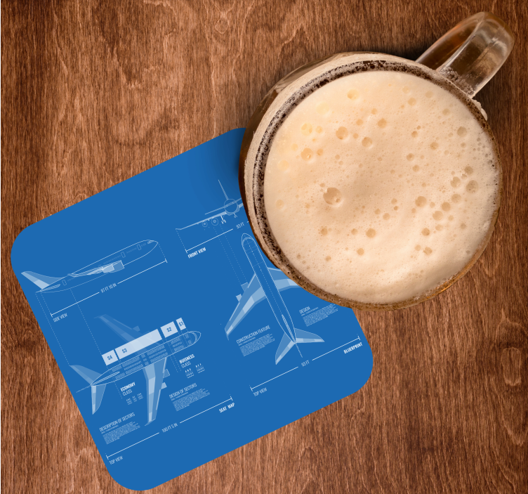 Sottobicchieri frikis design blueprint aeroplano - TenStickers