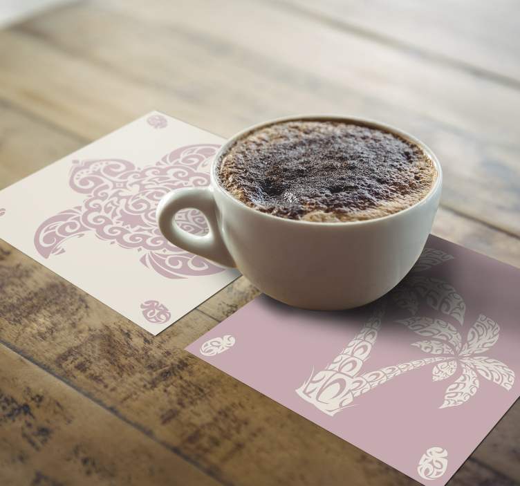 Sottobicchieri frikis eleganti motivi di foglie di palma - TenStickers